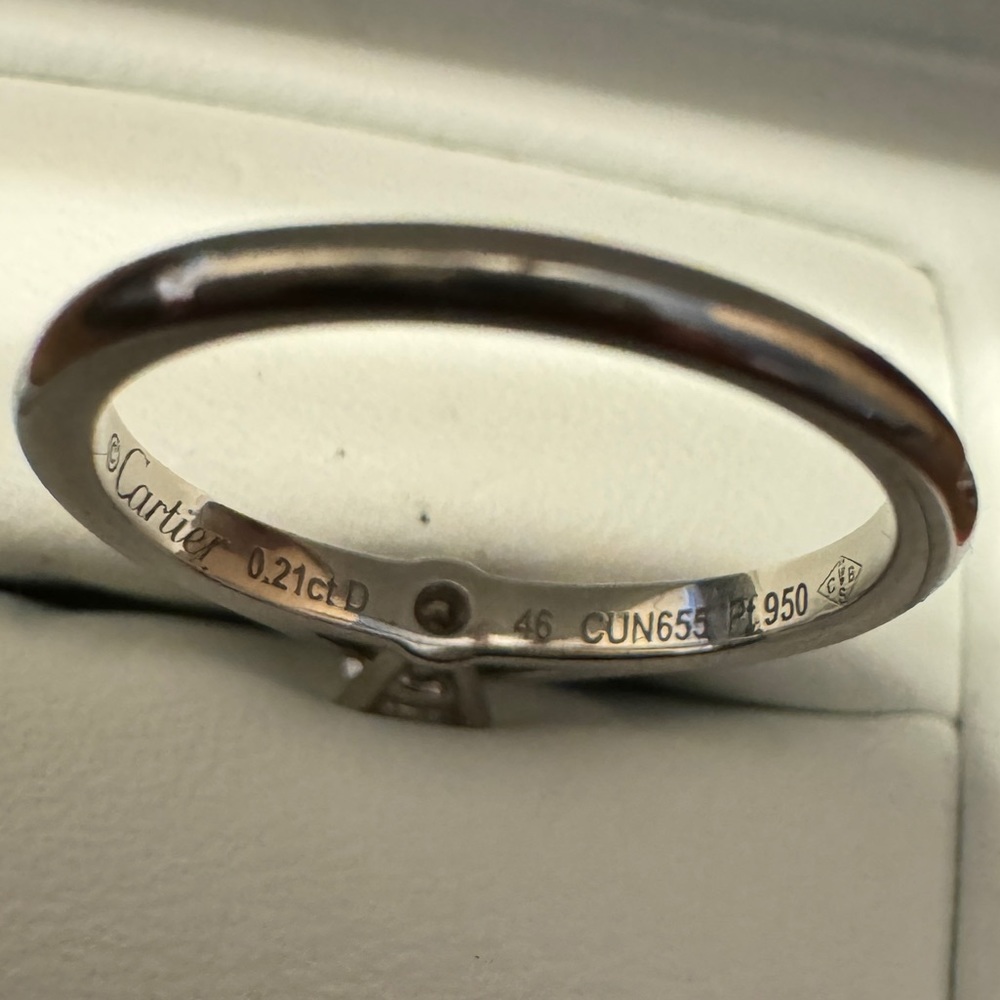 Cartier 1895 1/4 Carat VVS2/E GIA Natural Diamond Platinum Engagement Ring Sz 46 - Picture 6 of 16
